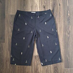 💙 Coral Bay Golf Lightweight Gold Print Pockets Bermuda Shorts Size 14